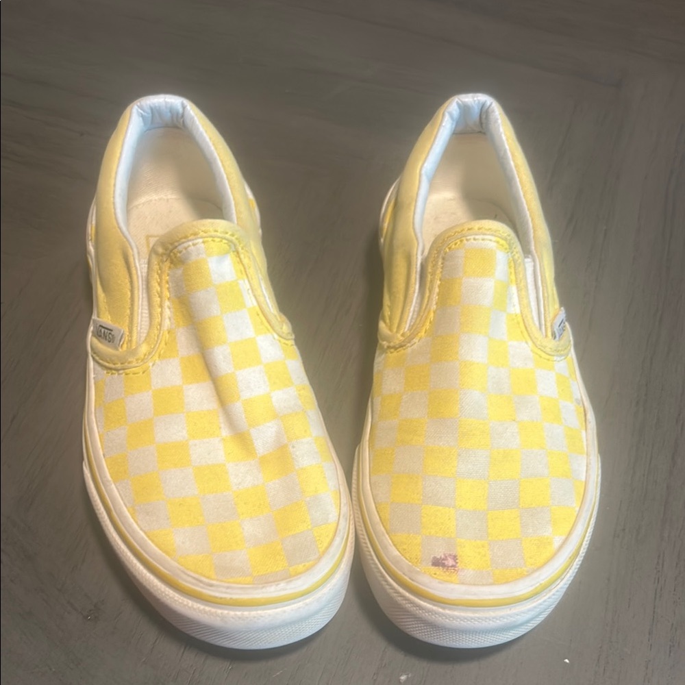 Vans Kids Yellow Checkered Slip-On Shoes